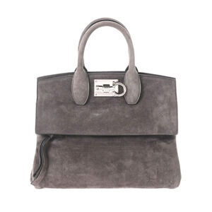 SALVATORE FERRAGAMO Studio Handbag Gray Suede